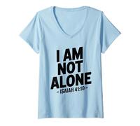 Mujer I Am Not Alone Uplifting - Verso bíblico Retro Christian Faith Camiseta Cuello V