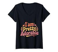 Mujer I Am Pretty Adorable Linda Personalidad Segura |- Camiseta Cuello V