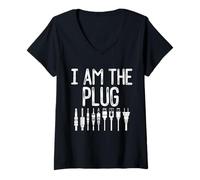 Mujer I Am The Plug Funny Dealer Trapping Electrical Outlet Types Camiseta Cuello V