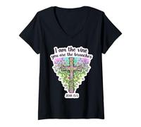 Mujer I Am The Vine You Are The Branches Biblia Cristiana para Mujer Camiseta Cuello V