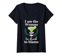 Mujer I Am the Woman Too Drunk to Blame on Margarita Funny Tequila Camiseta Cuello V