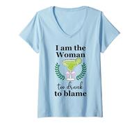 Mujer I Am the Woman Too Drunk to Blame on Margarita Spicy Tequila Camiseta Cuello V