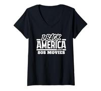 Mujer I Back America and 80s Movies Funny Patriotic 4 de Julio Camiseta Cuello V
