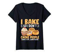 Mujer I Bake So I Don't Choke People Save A Life Send Harina Camiseta Cuello V