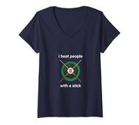 Mujer I Beat People with a Stick Billiard Player Pool Men Women Camiseta Cuello V