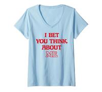 Mujer I Bet You Think About ME Y2K Gráfico Camiseta Cuello V