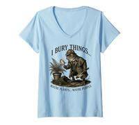 Mujer I Bury Things Frog Detective Dark Humor Gardener Camiseta Cuello V