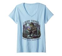 Mujer I Bury Things Frog Gardener Dark Humor Shovel Camiseta Cuello V