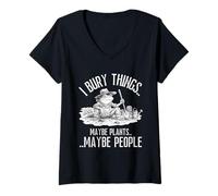 Mujer I Bury Things Maybe Plants Maybe People Funny Frog Retro Camiseta Cuello V