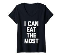 Mujer I Can Eat The Most - Comida novedosa sarcástica Divertida Camiseta Cuello V