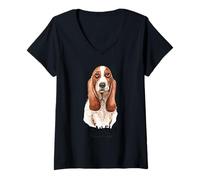 Mujer I Can Fly Basset Hound | Divertido amante de los cachorros Hush Camiseta Cuello V