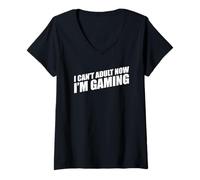 Mujer I Can't Adult Now I'm Gaming Camiseta Cuello V