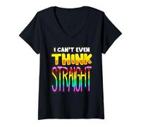 Mujer I Can't Even Think Straight LGBTQIA+ Fun Hombres Mujeres Niño Niña Camiseta Cuello V