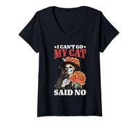 Mujer I Can't Go My Cat Said No Pet Lover Animal Excuse Camiseta Cuello V