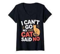 Mujer I Can't Go My Cat Said No Pet Lover Animal Excuse --- Camiseta Cuello V