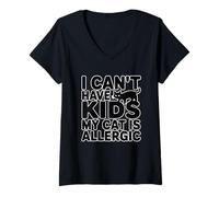 Mujer I Can't Have Kids My Cat Is Allergic Camiseta Cuello V