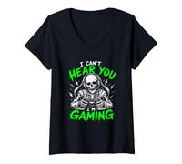 Mujer I Can't Hear You I Am Gaming - Juegos Divertidos Camiseta Cuello V