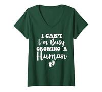 Mujer I Cant I'm Busy Growing A Human For Cute Pregnancy Mom Camiseta Cuello V