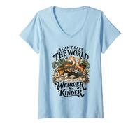 Mujer I Can't Save The World But I Can Make It Weirder Kinder Cats Camiseta Cuello V