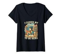 Mujer I Closed My Book To Be Here Vintage Reader Aesthetic Camiseta Cuello V