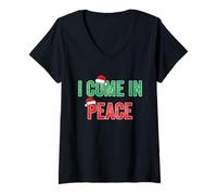 Mujer I Come In Peace I'm Peace Matching Christmas Parejas Camiseta Cuello V