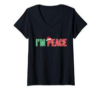 Mujer I Come In Peace I'm Peace Matching Christmas Parejas Camiseta Cuello V
