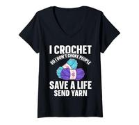 Mujer I Crochet So I Don't Choke People Save A Life Send Hilo Camiseta Cuello V