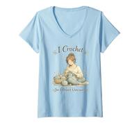 Mujer I Crochet So I Don't Unravel Calming Hobby Knitting Craft Camiseta Cuello V