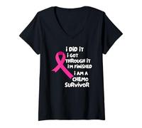 Mujer I Did It I'm Done I Got Through It I'm Finished I'm A Chemo Camiseta Cuello V