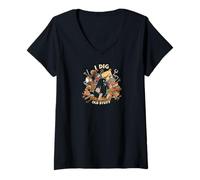 Mujer I Dig Old Stuff Funny Mole Vintage Collector Design Camiseta Cuello V