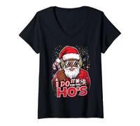 Mujer I Do It For The HOS Afro American Afro Santa Christmas Camiseta Cuello V