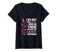 Mujer I Do Not Like Cancer Here Or There Breast Cancer Awareness Camiseta Cuello V