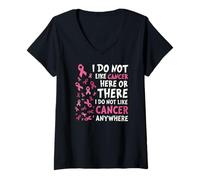 Mujer I Do Not Like Cancer Here Or There Breast Cancer Awareness Camiseta Cuello V