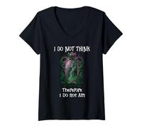 Mujer I Do Not Think Therefore I Do Not Am Sign Funny Overthinking Camiseta Cuello V