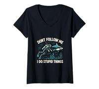Mujer I Do Stupid Things Funny Buceo Buceo Diver Padre Hombres Camiseta Cuello V