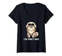Mujer I Do What I Want - Pekinese Mom Peke Dog Mom Dog Dad Camiseta Cuello V