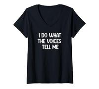 Mujer I Do What The Voices Tell Me Funny Tees Mugs and Decor Camiseta Cuello V