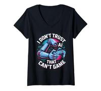 Mujer I Don´t Trust AI Gaming Gamer Camiseta Cuello V