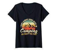 Mujer I Don't Always Drink When I'm Camping Funny Beer Lover Camiseta Cuello V