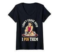 Mujer I Don't Chase Boys I Pin Them Girls Wrestling Camiseta Cuello V