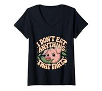Mujer I Don't Eat Anything That Farts Vegano Vegetariano --- Camiseta Cuello V