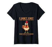Mujer I Don't Fart I Just Whisper in My Pants Funny Chicken Camiseta Cuello V