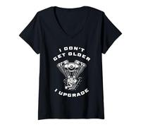 Mujer I Don't Get Older I Upgrade - Motorcycle Engine Graphic Camiseta Cuello V