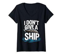 Mujer I Don't Give A Ship Funny Cruise Vacation Nautical Pun Camiseta Cuello V
