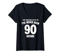 Mujer I Don't Know How To Act My Age 90 Cumpleaños Divertido Camiseta Cuello V