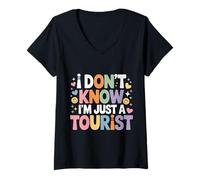 Mujer I Don't Know I'm Just A Tourist Viajero perdido Explorar ||- Camiseta Cuello V