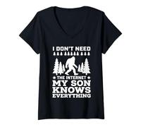 Mujer I Don't Need The Internet My Son Knows Everything Camiseta Cuello V