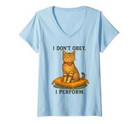 Mujer I Don't Obey Perform Sarcastic Regal Cat Vintage Graphic Camiseta Cuello V