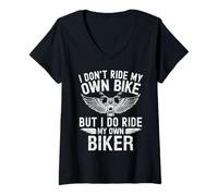 Mujer I Don't Ride my Own Bike Funny Biker Wife Women's Motorcycle Camiseta Cuello V