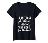 Mujer I Don't Rise and Shine I Caffeinate and Hope For The Best Camiseta Cuello V